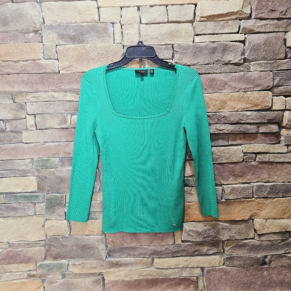 Ted Baker Green Rib Square Neck Top Medium - Picture 9 of 11